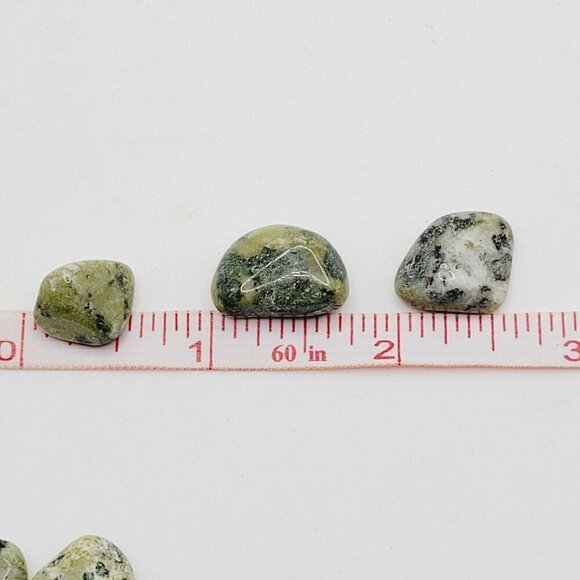 Tumbled Nephrite Jade Stones Loose 6 Pieces Approximately 1/2 Inch Green Spotted - Picture 4 of 5